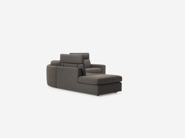 Onno Charcoal Warm Grey with Additional Headrest - Wide Seat - Left Hand Facing Backless Chaise - Wide Track Arm