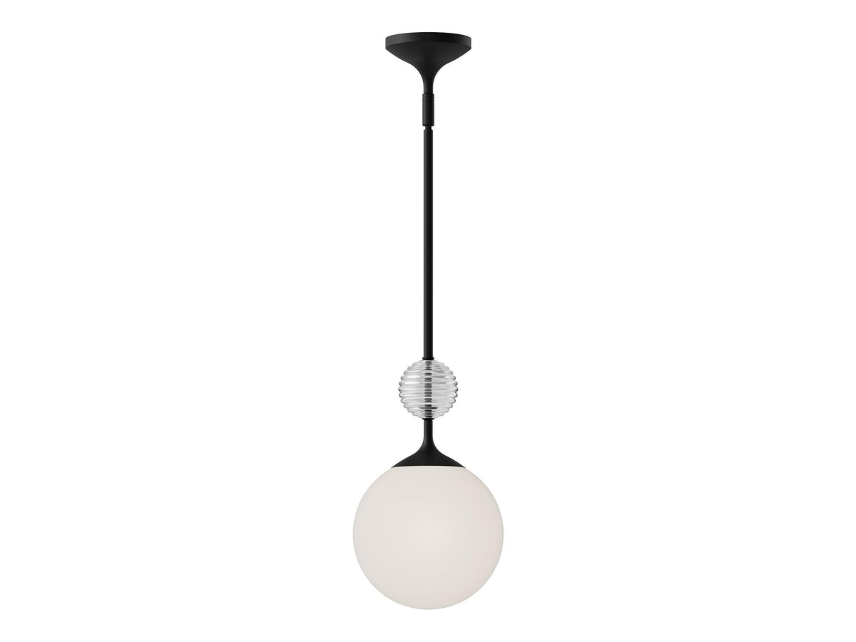 Celia Pendant – Matte Black/Opal Glass