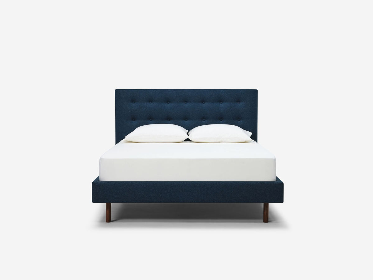 Low - Square - Button Tufted - Lana Dark Turquoise - Walnut Legs