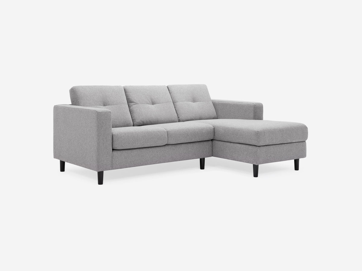 Mila Grey with Onyx Legs - Right Hand Facing Chaise
