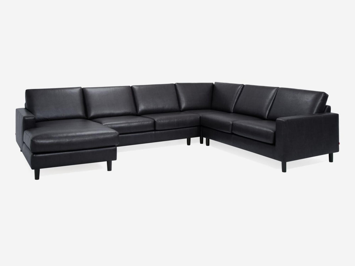 Grade 300 Broadway Onyx with Black Ash Legs - Left Hand Facing Chaise