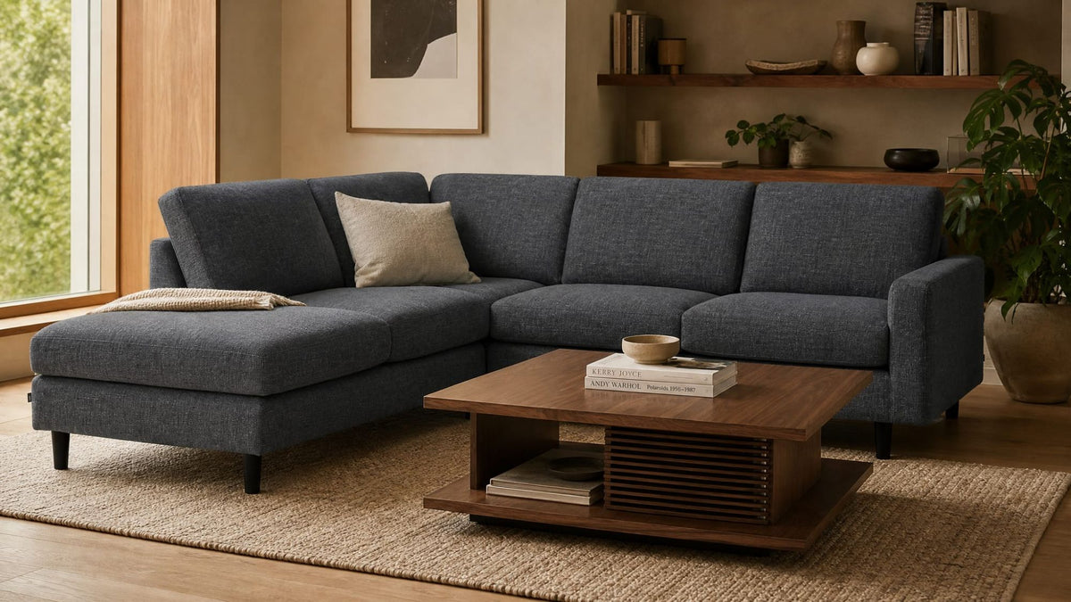 Oskar Plush 2-Piece Sectional Sofa with Backless Chaise