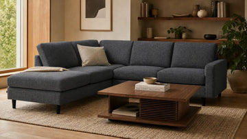 Oskar Plush 2-Piece Sectional Sofa with Backless Chaise