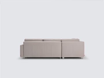 Grey Leather with Stainless Steel Legs - Left Hand Facing Backless Chaise - Narrow Arms