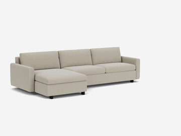 Catrin Grecian Linen with Black Ash Legs - Narrow Arms - Queen - Left Hand Facing Chaise - Non-Storage Chaise