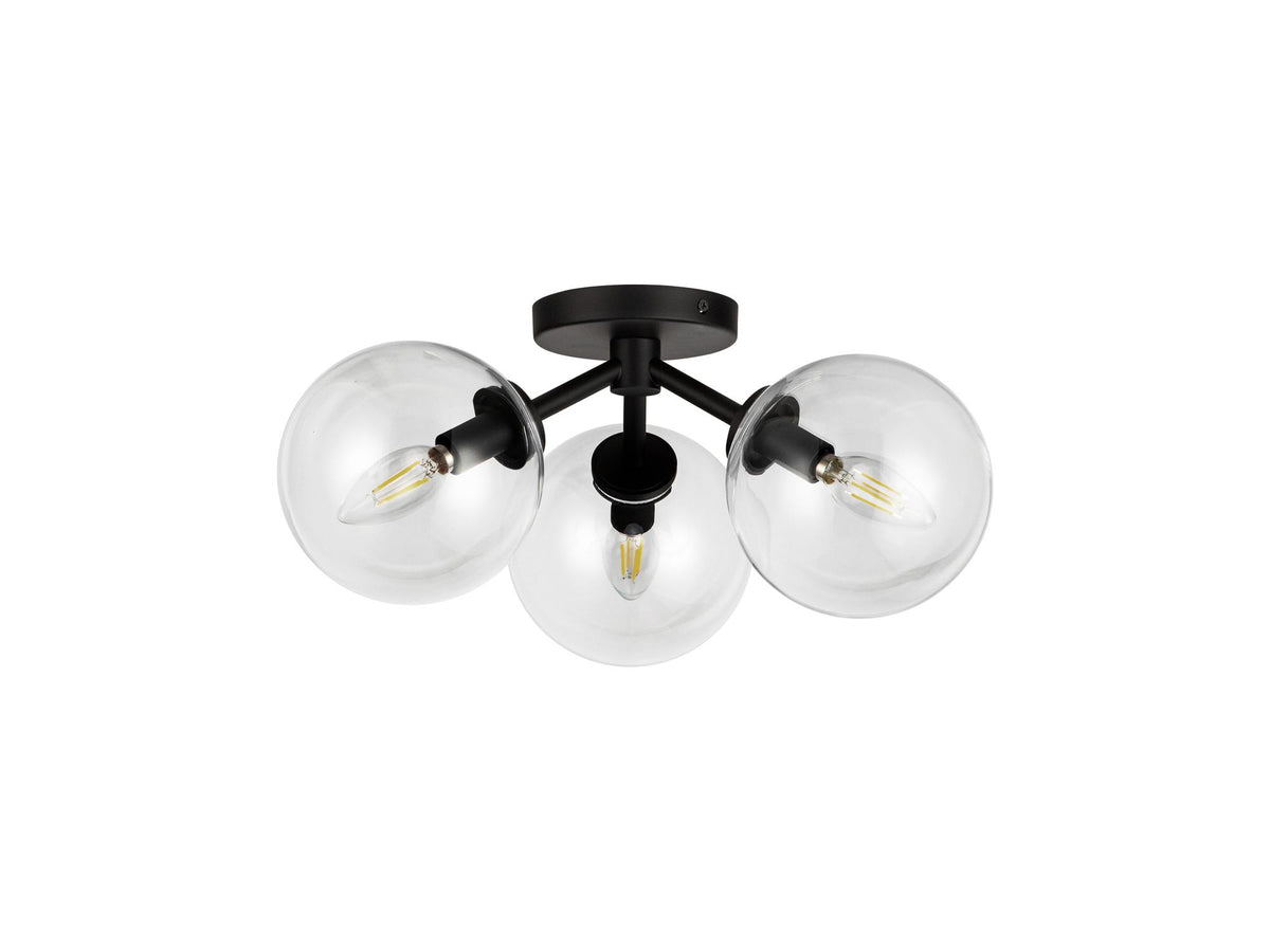 Cassia Semi-Flush Mount Light – Matte Black/Clear Glass