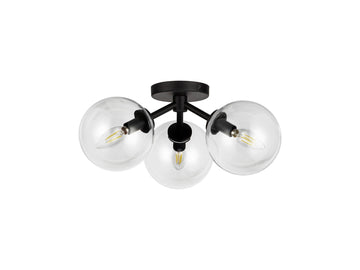 Cassia Semi-Flush Mount Light – Matte Black/Clear Glass