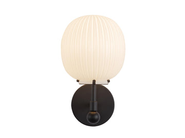Cherise Wall Lamp – Matte Black/Glossy Ribbed Opal Glass – view 2