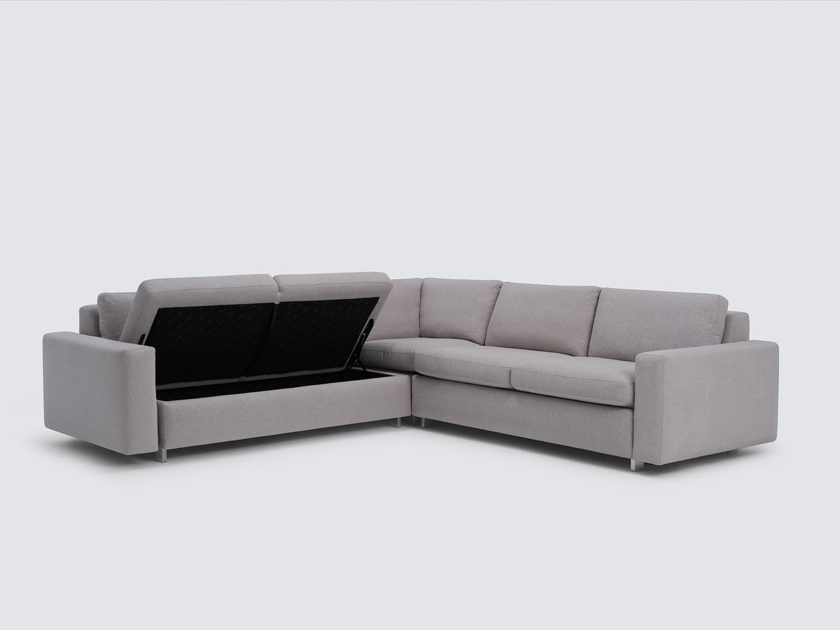 Ava Cloud with Stainless Steel Legs - Standard Arms - Left Hand Facing Storage Loveseat