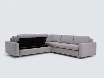 Ava Cloud with Stainless Steel Legs - Standard Arms - Left Hand Facing Storage Loveseat
