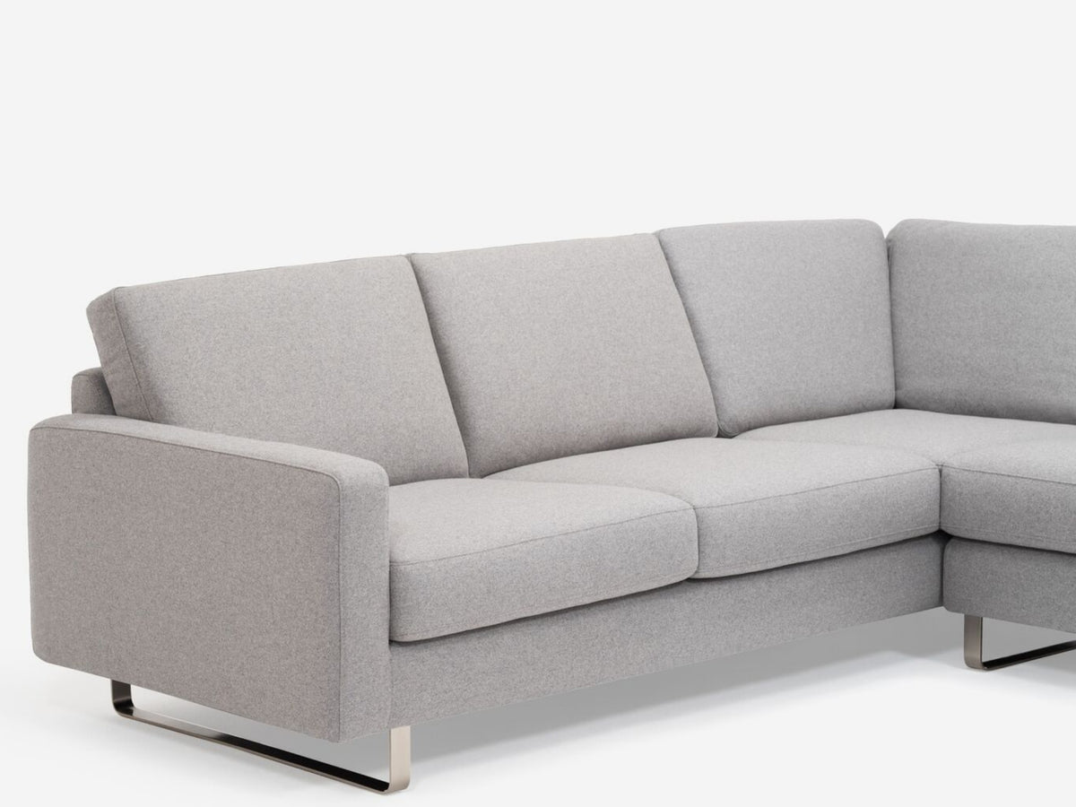 Grade 60 Lana Light Grey with a Metal Sled Base - Right Hand Facing Extended Backless Chaise