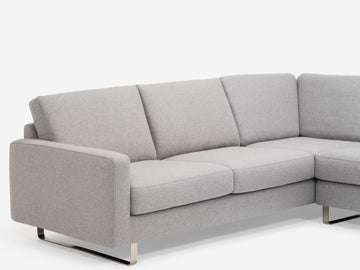Grade 60 Lana Light Grey with a Metal Sled Base - Right Hand Facing Extended Backless Chaise