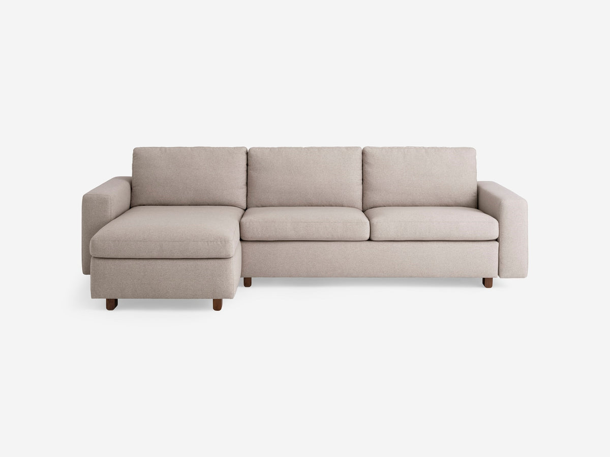 Ava Cloud with Walnut Legs - Standard Arms - Double - Left Hand Facing Storage Chaise
