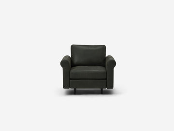 Elba Deep Green - Shallow (35") - 24" Seat Width - Roll Arms - Metal Tubular Legs
