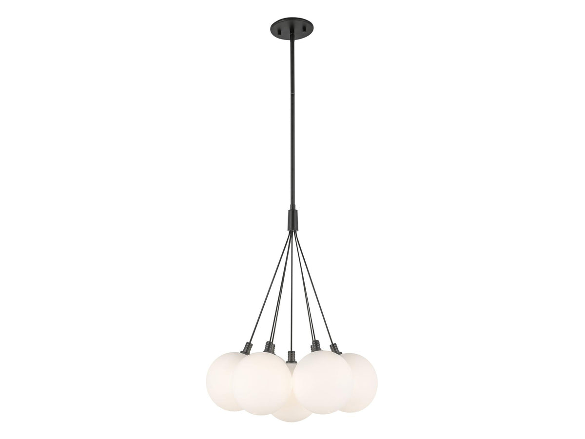 Bolla Chandelier – 17" / Black/Opal Glass
