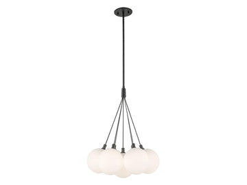 Bolla Chandelier – 17" / Black/Opal Glass