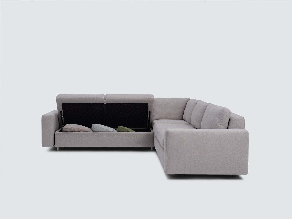 Ava Cloud with Stainless Steel Legs - Standard Arms - Left Hand Facing Storage Loveseat