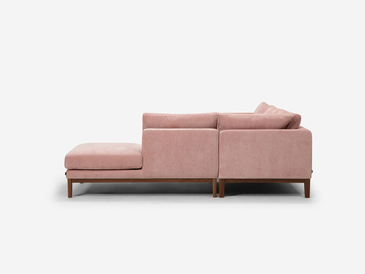 Valley Blossom with a Walnut Base - Right Hand Facing Backless Chaise