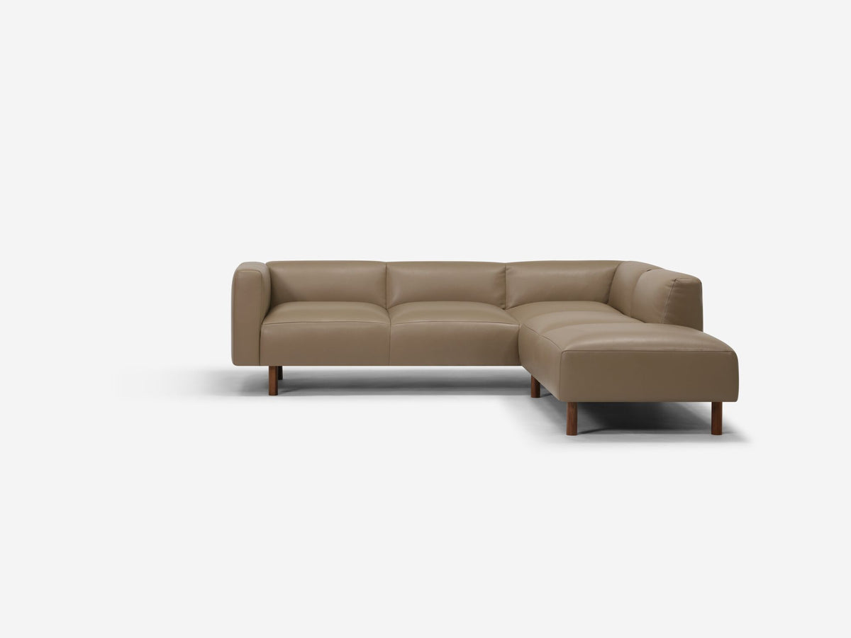 Donna Taupe - Walnut Peg Legs - Right Hand Facing Backless Chaise