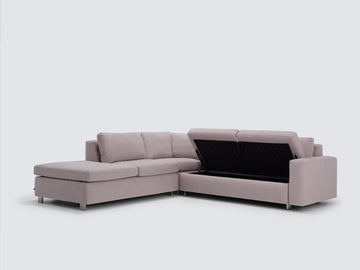Ava Cloud with Stainless Steel Legs - Left Hand Facing Backless Chaise - Standard Arms