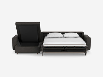 Coda Ash with Walnut Legs - Standard Arms - Queen - Left Hand Facing Storage Chaise