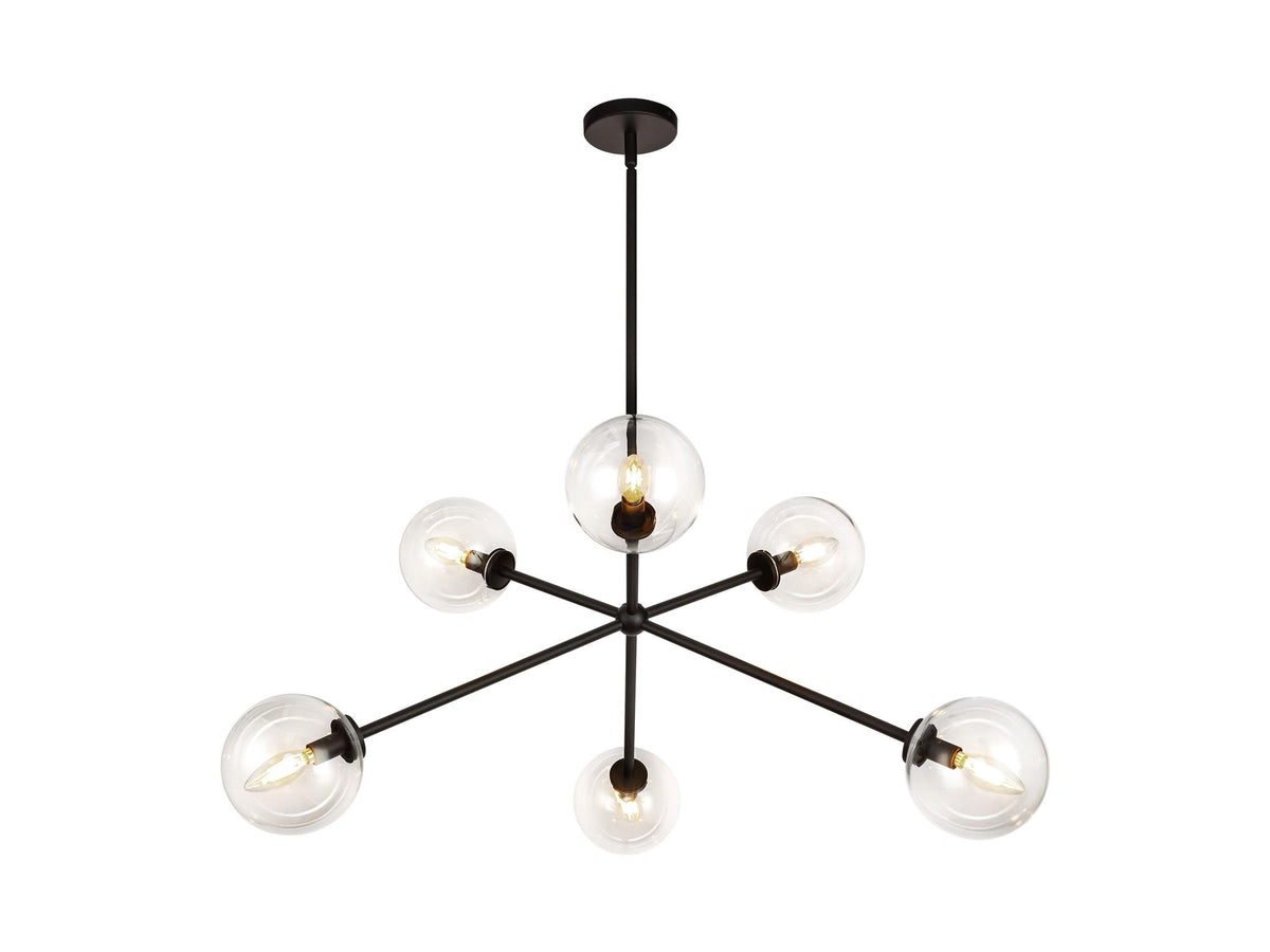 Cassia Chandelier – Matte Black/Clear Glass