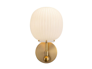 Cherise Wall Lamp – Brushed Gold/Glossy Ribbed Opal Glass – view 2