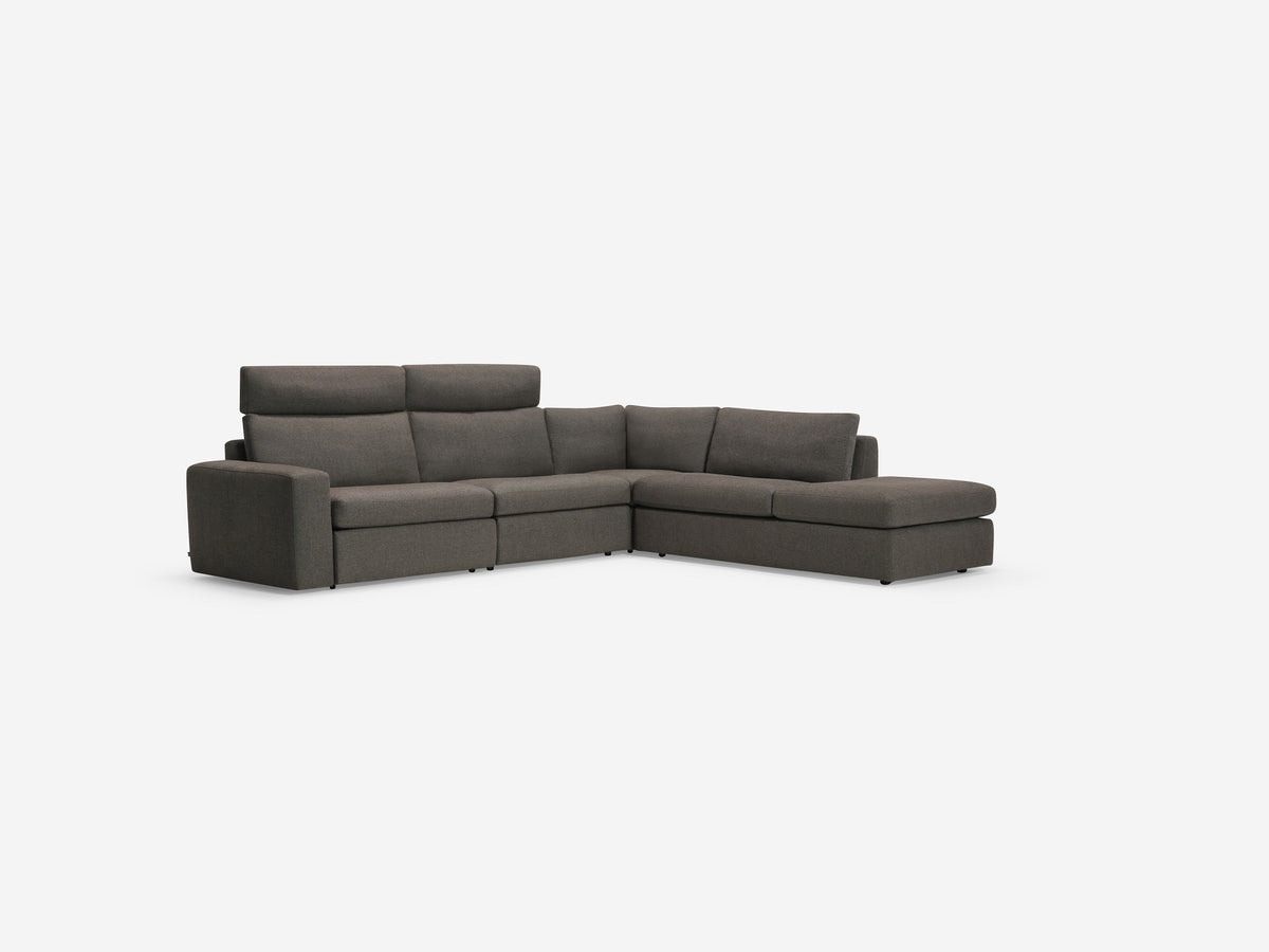 Onno Charcoal Warm Grey with No Additional Headrest - Wide Seat - Right Hand Facing Backless Chaise - Wide Track Arm
