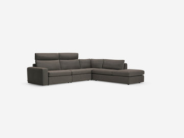 Onno Charcoal Warm Grey with No Additional Headrest - Wide Seat - Right Hand Facing Backless Chaise - Wide Track Arm