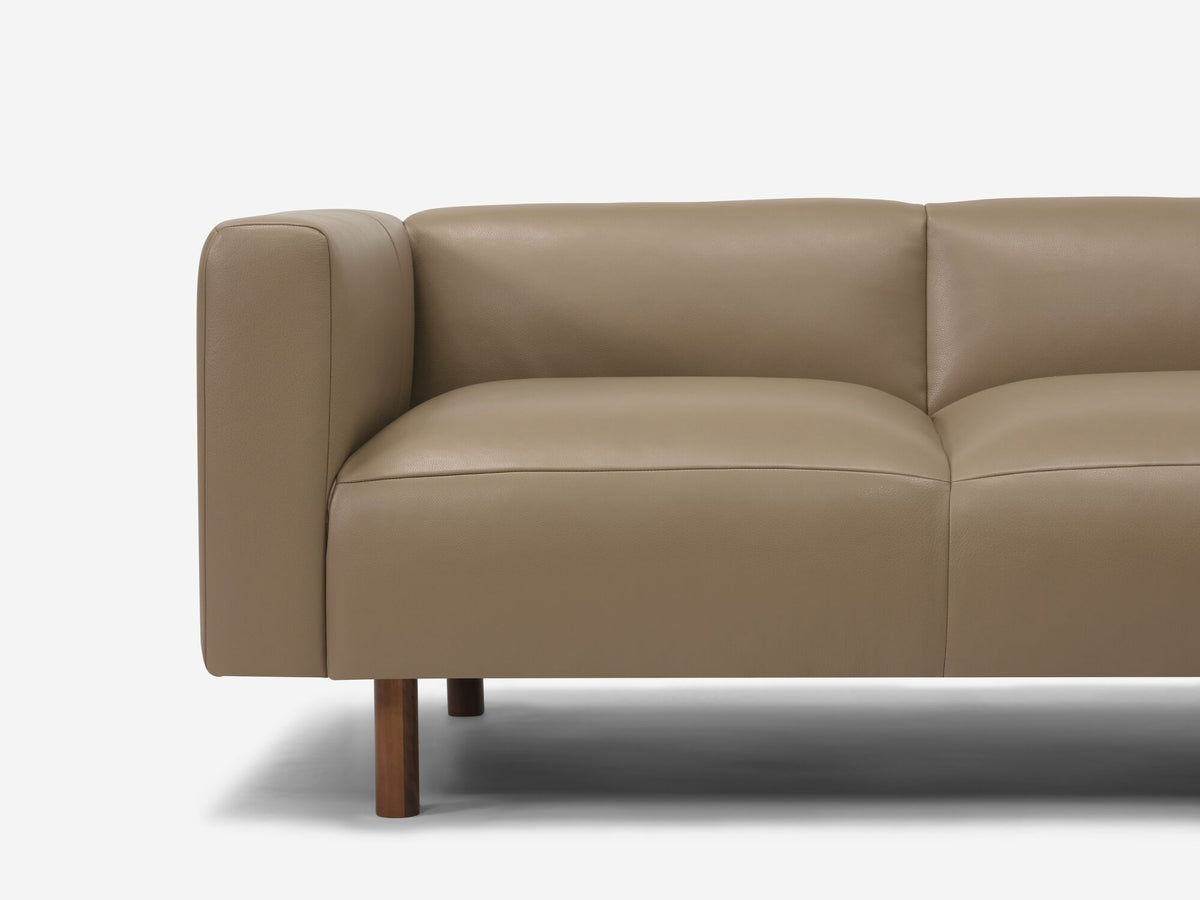 Donna Taupe - Walnut Peg Legs - Right Hand Facing Backless Chaise