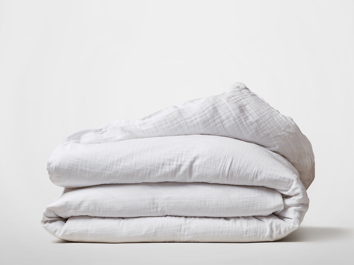 Silk & Snow Muslin Duvet Cover – Full/Queen / White