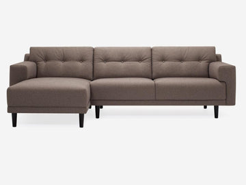 Grade 30 Jet Owl (Discontinued) with Black Ash - Button Tufted Back Cushion Detail - Left Hand Facing Chaise