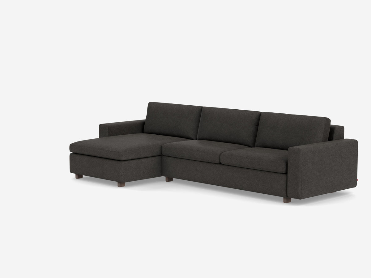 Coda Ash with Walnut Legs - Standard Arms - Queen - Left Hand Facing Storage Chaise