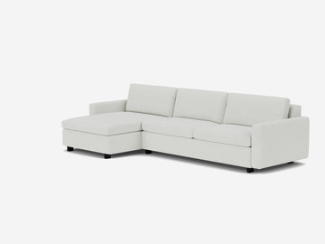 Arctic Wolf with Black Ash Legs - Narrow Arms - Queen - Left Hand Facing Storage Chaise