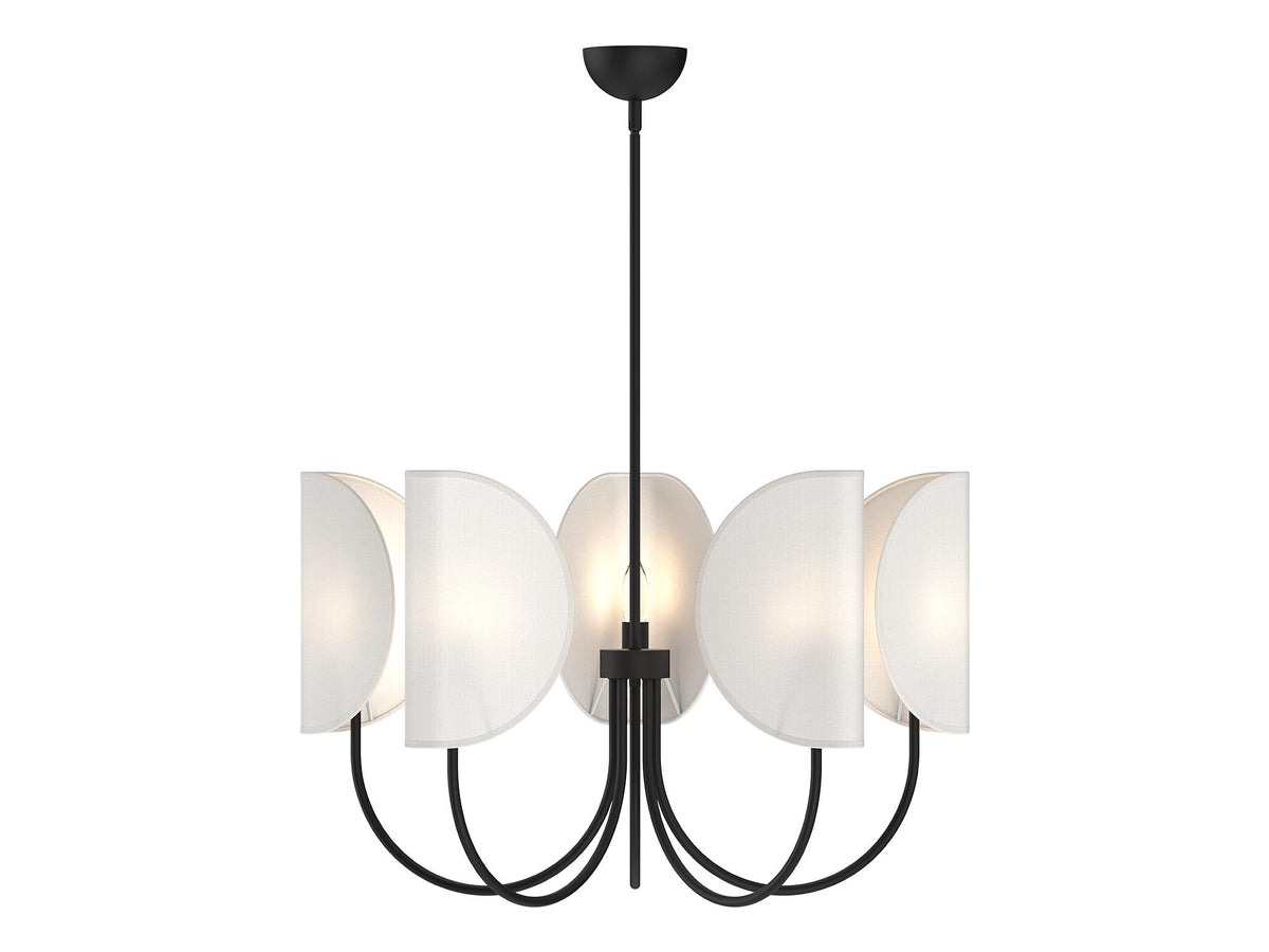 Seno Chandelier – 32" / Matte Black/White Cotton Fabric