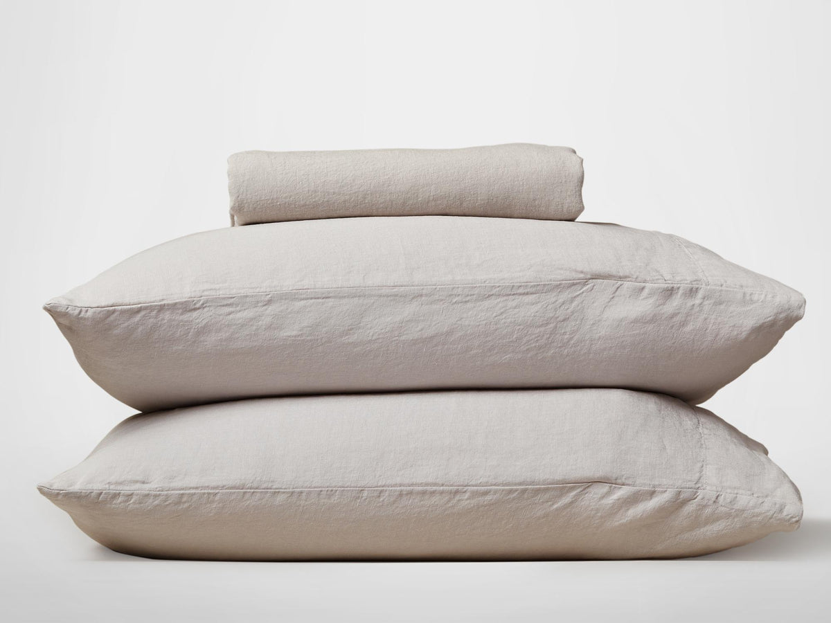 Silk & Snow Flax Bedding Set – Full / Oat