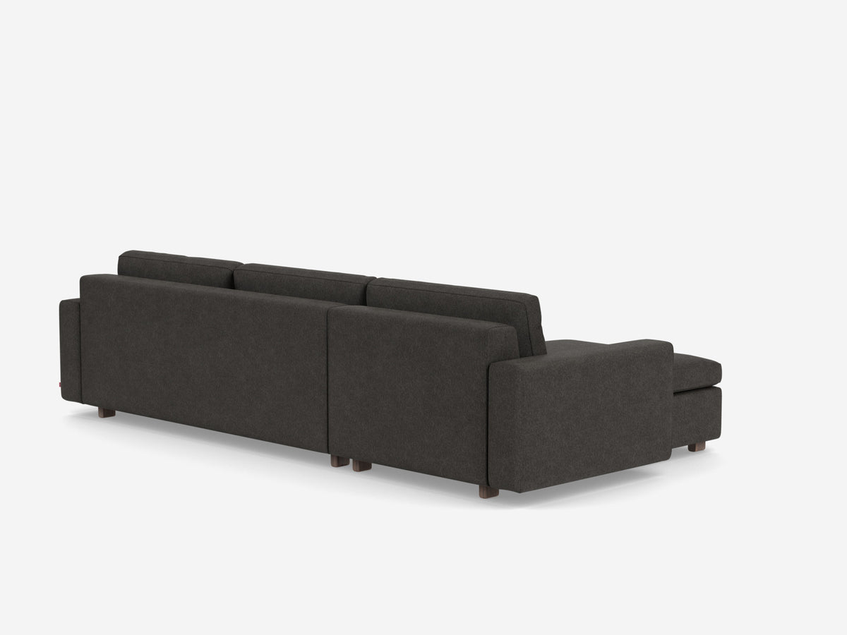 Coda Ash with Walnut Legs - Standard Arms - Queen - Left Hand Facing Storage Chaise