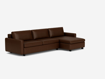 Coachella Madera with Black Ash Legs - Narrow Arms - Queen - Right Hand Facing Storage Chaise