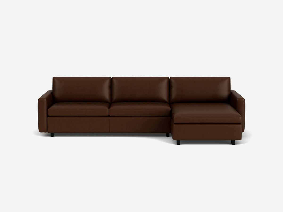 Coachella Madera with Black Ash Legs - Narrow Arms - Queen - Right Hand Facing Storage Chaise