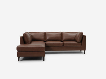 Left Hand Facing Backless Chaise - Classic Mocha with Onyx Legs