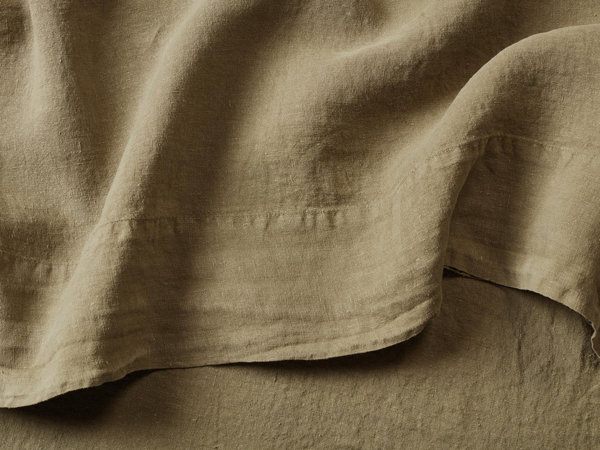 Silk & Snow Flax Bedding Set – Full / Olive Green – view 2