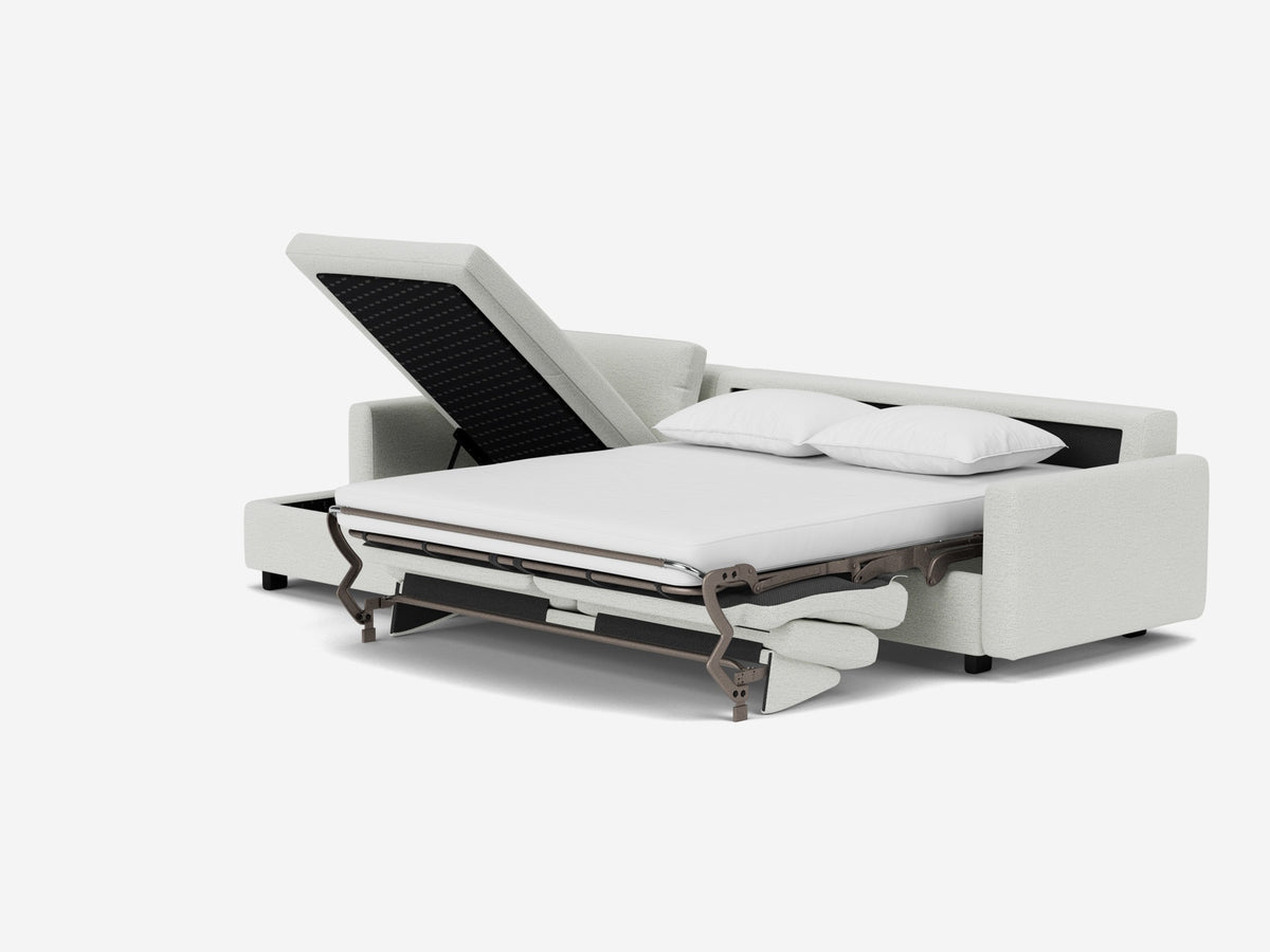 Arctic Wolf with Black Ash Legs - Narrow Arms - Queen - Left Hand Facing Storage Chaise