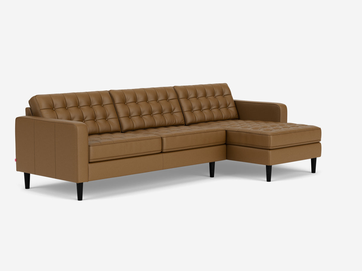 Rein Toast with Black Ash Legs - Right Hand Facing Grand Chaise - Regular Arm Height