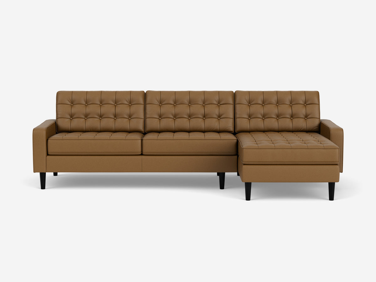 Rein Toast with Black Ash Legs - Right Hand Facing Grand Chaise - Low Arm Height
