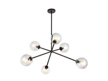 Cassia Chandelier – Matte Black/Clear Glass – view 2