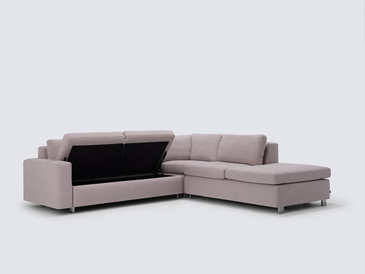 Ava Cloud with Stainless Steel Legs - Right Hand Facing Backless Chaise - Standard Arms