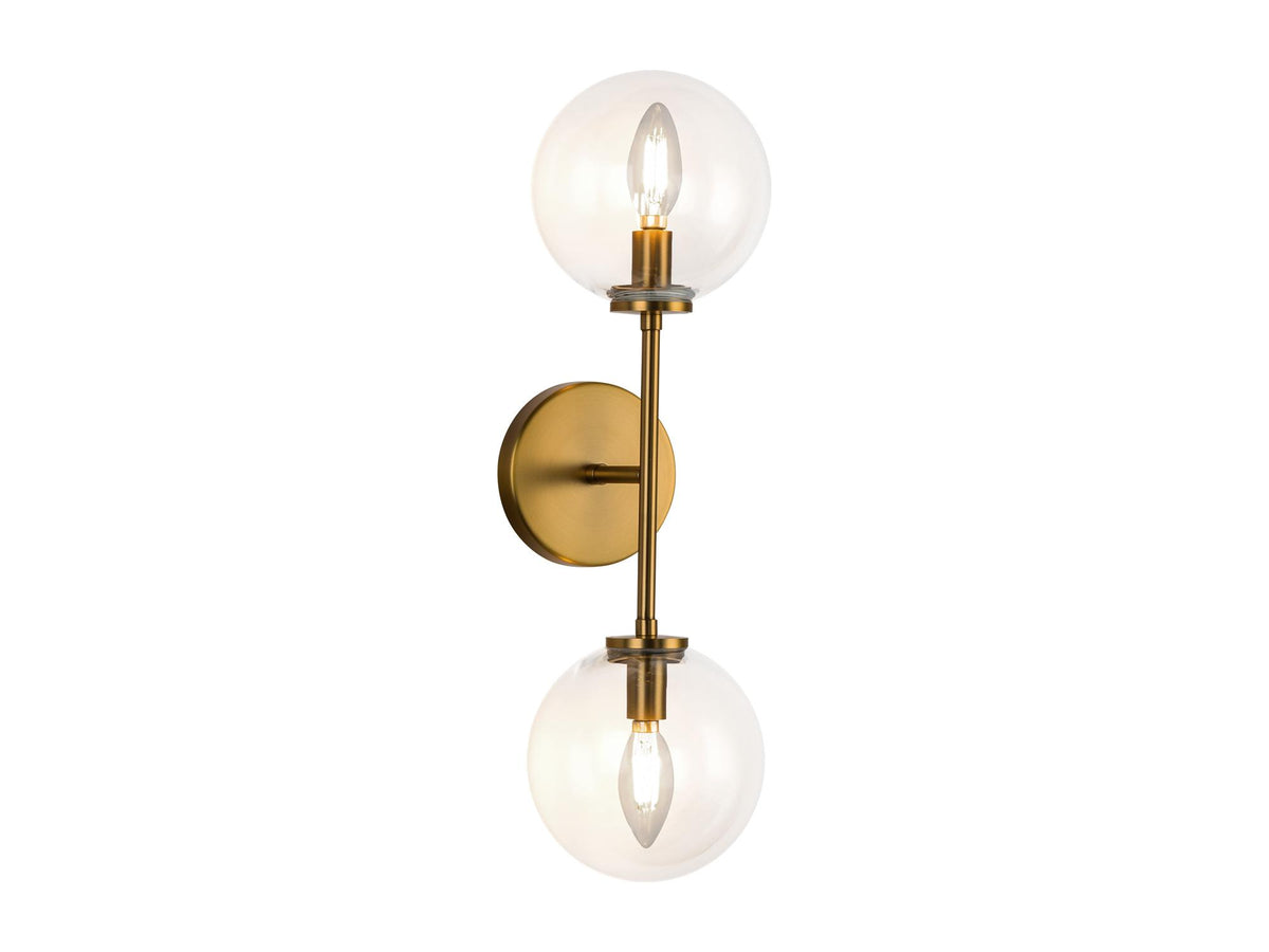 Cassia Wall Light – 2 Lights / Aged Gold/Clear Glass – view 2
