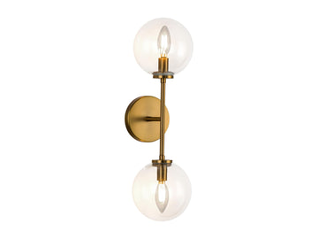 Cassia Wall Light – 2 Lights / Aged Gold/Clear Glass – view 2