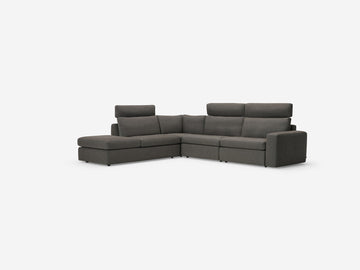 Onno Charcoal Warm Grey with Additional Headrest - Wide Seat - Left Hand Facing Backless Chaise - Wide Track Arm