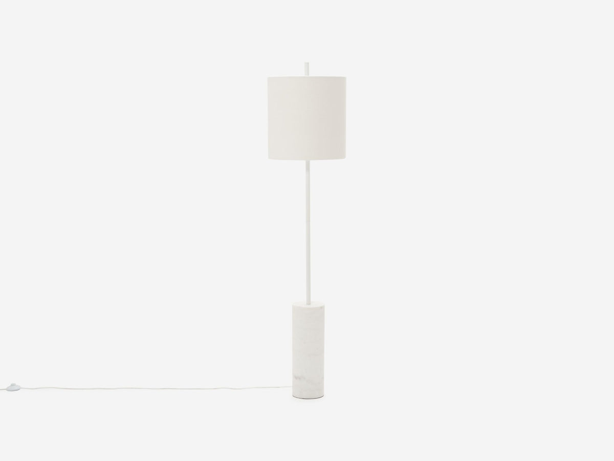 Drum Floor Lamp – White / White Shade